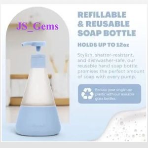 New Cleancult Soap Bottle 12oz Home Reusable Liquid Frosted Glass Blue Empty NWT